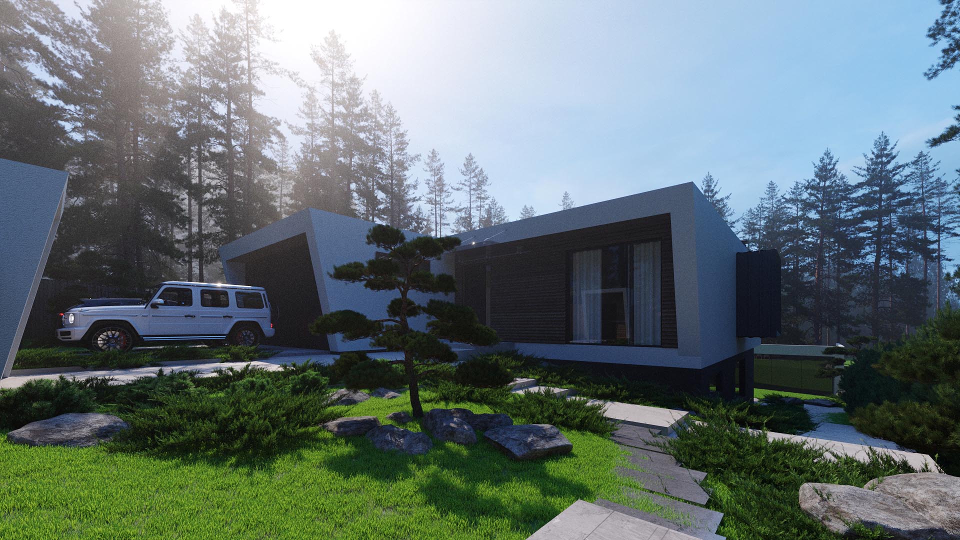House in a pine forest — основний ракурс